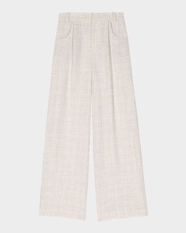 Padeira Wide-Leg Glittery Tweed Trousers